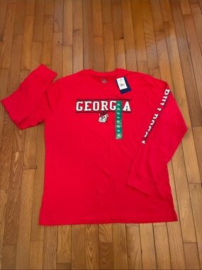 Champion Georgia Long-Sleeve Collegiate Graphic Tee (Red & White)